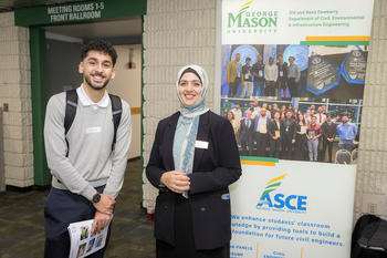 Doaa Bondok with civil engineering student. Photo by John Boal Photography. 
